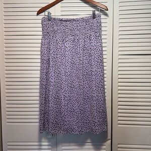 Banana Republic Lavender Polka Dot Pull On Smocked Waist Midi Skirt Size S